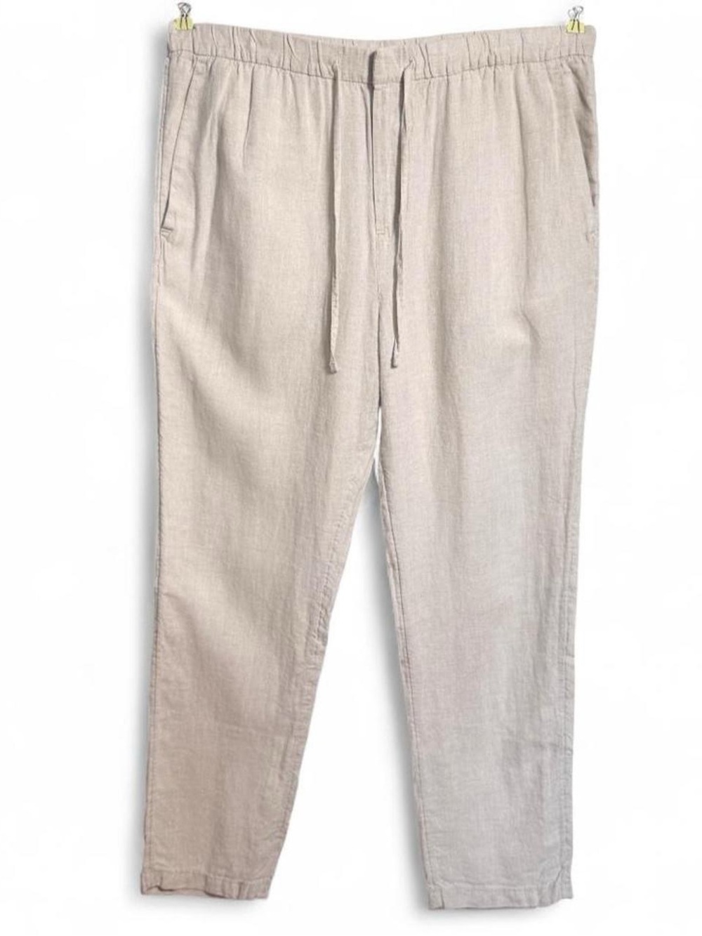 Cream 100% Linen Wide Leg Pants Breathable Lightweight Size Large H&M